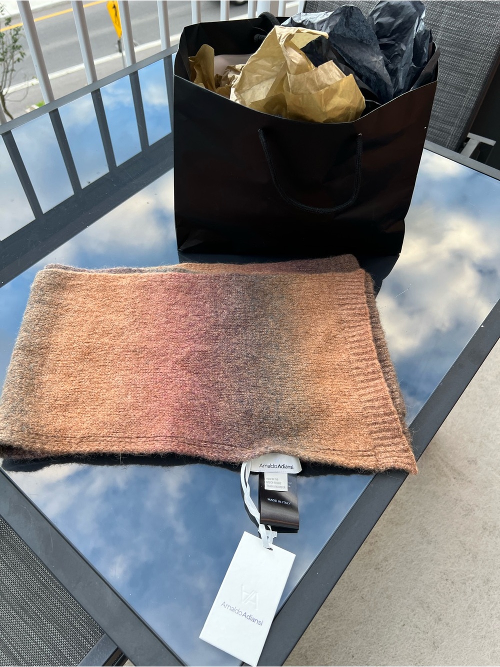 Ombre Knit Scarf in Brown and Pink Blend
